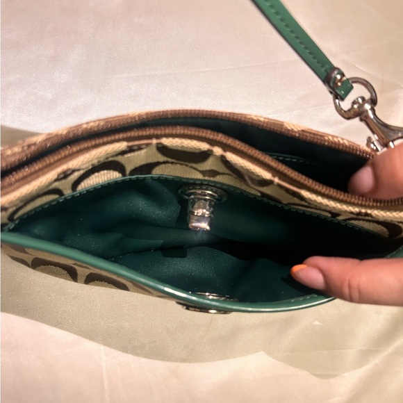 Signature Coach Wristlet with Green Accent Leather - Picture 7 of 8
